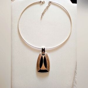 Vintage Choker Necklace Abstract Pendant Adjustable Torque Wire Necklace